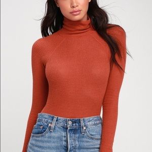 free people all you want rust bodysuit medium